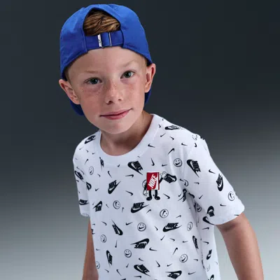 Nike Little Kids' Printed Boxy T-shirt In White