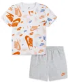 Nike Little Kids Printed T-shirt & Lightweight French Terry Shorts, 2 Piece Set