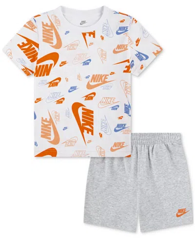Nike Little Kids Printed T-shirt & Lightweight French Terry Shorts, 2 Piece Set