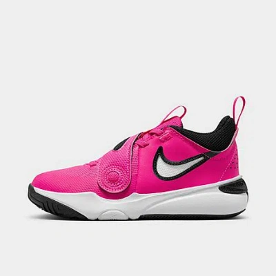 Nike Little Kids' Team Hustle D 11 Stretch Lace Basketball Shoes In Pink