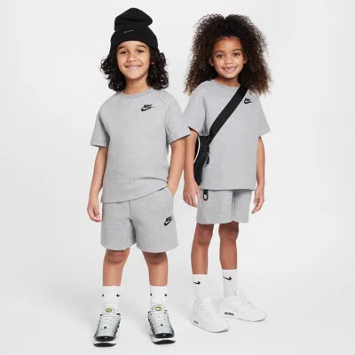 Nike Little Kids' Tech Fleece Tee And Shorts Set In Gray