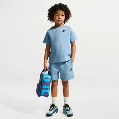Nike Little Kids' Tech Fleece T-shirt And Shorts Set In Blue