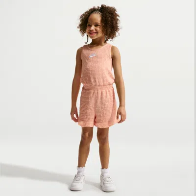 Nike Little Kids' Textured Romper In Brown