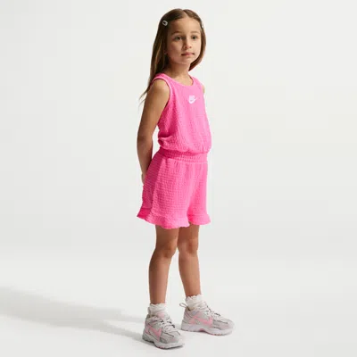 Nike Little Kids' Textured Romper In Pink