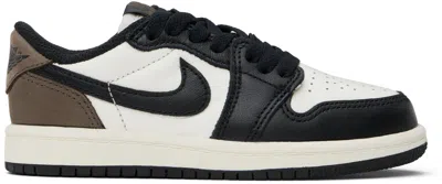 Nike Little Kids White & Black Jordan 1 Retro Low Sneakers In White/black-dark Moc