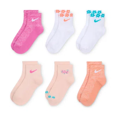 Nike Little Kids' Wild Flower Ankle Socks (6 Pairs) In Multi