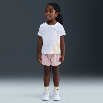 Nike Little Kids' Wild Flower T-shirt And Mesh Shorts Set In White