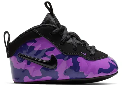 Pre-owned Nike Little Posite Pro Crib Purple Camo Sneakers In Black/court Purple/hyper Violet
