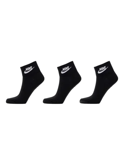 Nike Logo Ankle Socks (pack Of Three) In Black