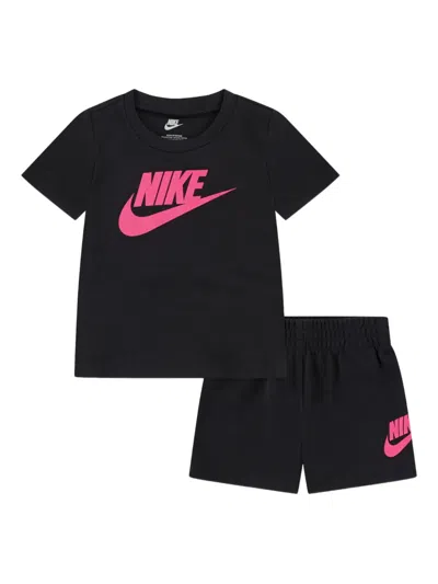 Nike Kids' Logo-applique Shorts Set In Black