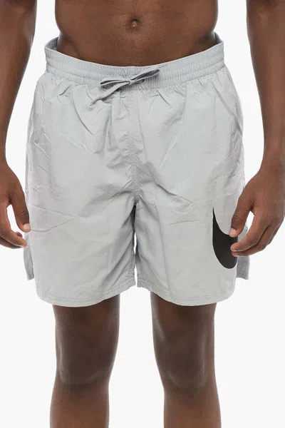 Nike Logo Boxer Swim Trunks In Gray