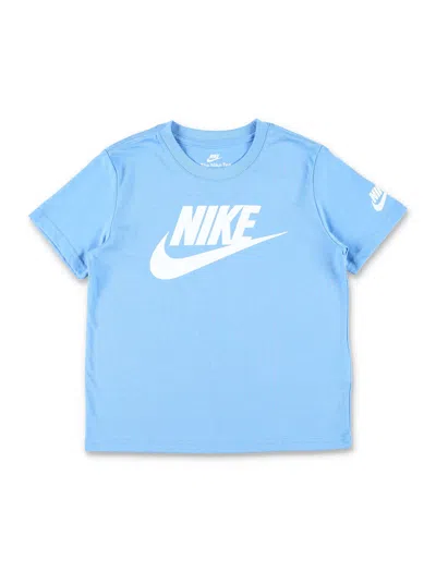 Nike Logo Cotton T-shirt For Kids In Blue