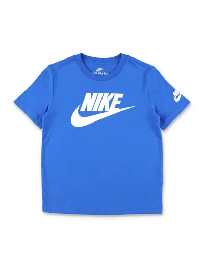 Nike Logo Cotton T-shirt For Kids In Blue