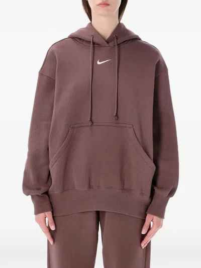Nike Logo-detail Hoodie In Brown