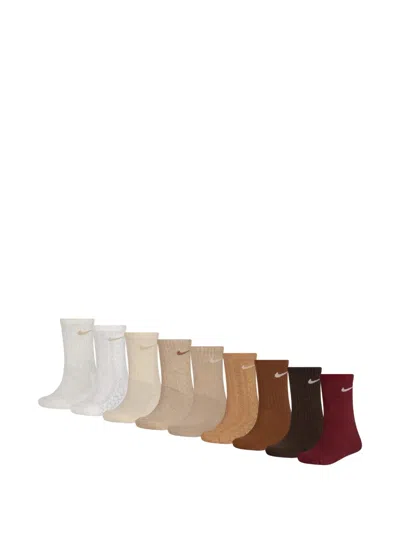 Nike Kids' Logo-detail Socks (set Of Nine) In Brown