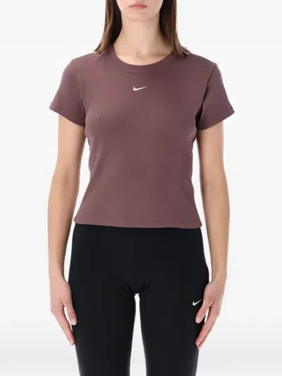 Nike Logo-detail T-shirt In Brown
