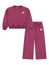 Nike Girls Crew Wide Leg Tracksuit In Purple
