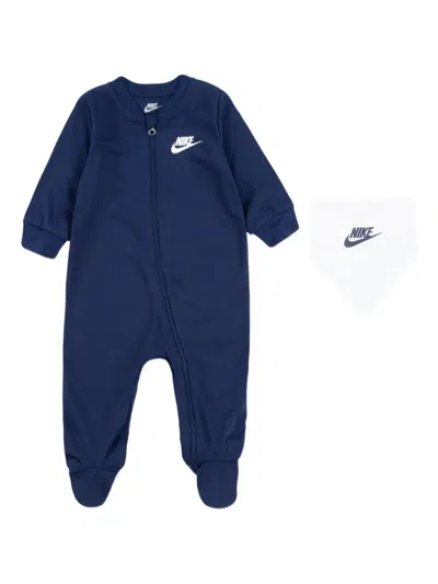 Nike Logo-detail Zip-front Babygrow (set Of Two) In Blue