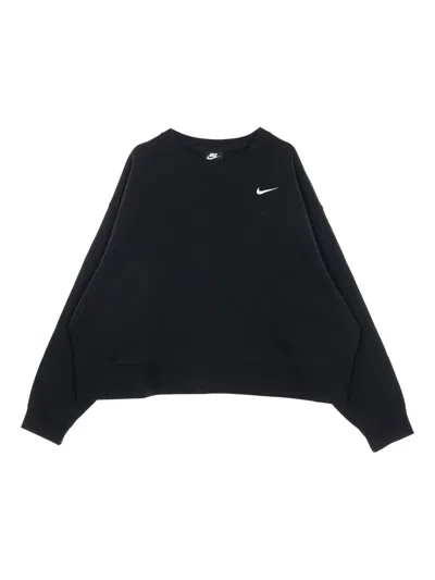 Nike Logo-embroidered Cotton-blend Sweater In Black