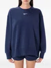 Nike Logo-embroidered Crew-neck Sweatshirt In Blue