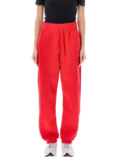 Nike Logo Embroidered Drawstring Trousers In Red