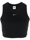 Nike Logo-embroidered Ribbed Cop Top In Black