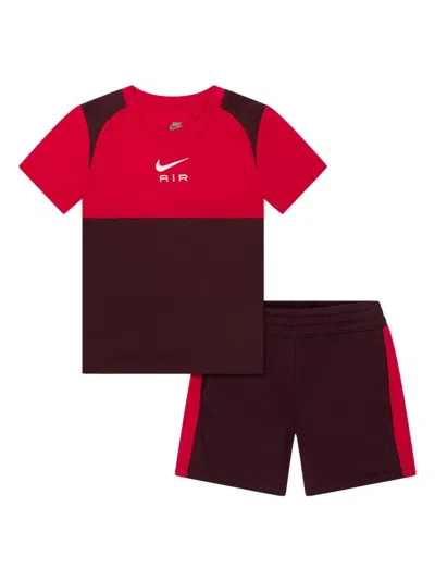 Nike Kids' Logo-embroidered Shorts Set In Red