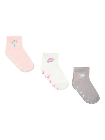 Nike Kids' Logo-embroidered Socks (set Of Three) In White