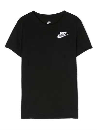 Nike Kids' Logo-embroidery Crew-neck T-shirt In Black
