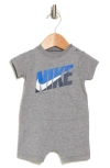 Nike Logo Graphic Romper In Carbon Heather