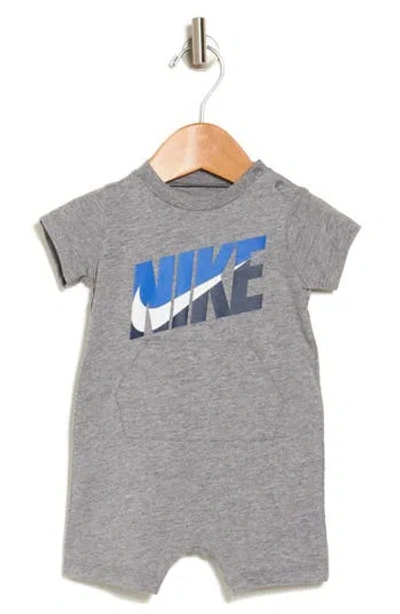 Nike Babies'  Logo Graphic Romper In Carbon Heather