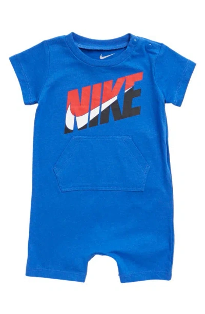 Nike Babies' Logo Graphic Romper In Blue