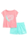 Nike Logo Graphic T-shirt & Mesh Shorts Set In Tropical Twist