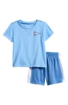 Nike Logo Graphic T-shirt & Shorts Set In Blue