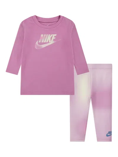 NIKE LOGO-GRAPHIC TOP AND TIE-DYE LEGGINGS