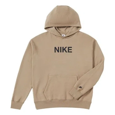 Nike Logo Hoodie 'khaki' In Brown
