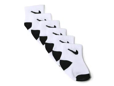 Nike Logo Kids' Ankle Socks 6 Pack In White/black