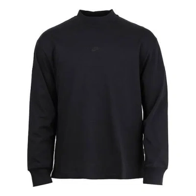 Nike Logo Pattern Loose Round Neck Long Sleeves Couple Style Black In Blue
