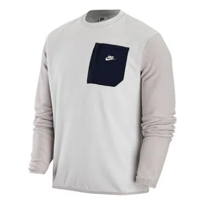 Nike Logo Pocket Sweatshirt 'beige' In Gray