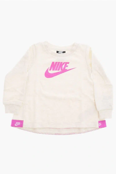 Nike Logo-print Crew-neck Sweat Dress In White