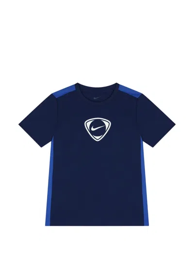 Nike Kids' Logo-print Crew-neck T-shirt In Blue