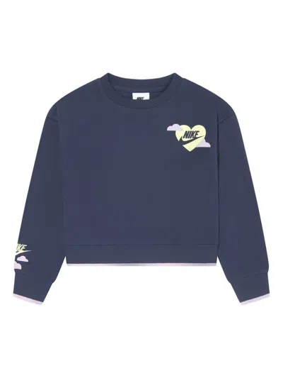 Nike Kids' Logo-print Drop-shoulder Sweatshirt In Blue