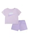 Nike Logo-print Elasticated-waist Short Set In Purple