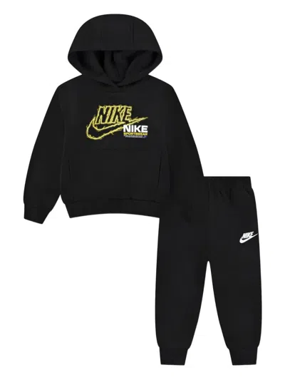 Nike Kids' Logo-print Hooded Tracksuit In Black
