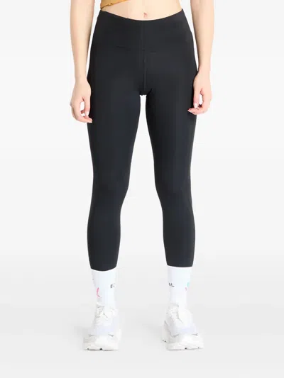 Nike Logo-print Mesh-panel Leggings In Black