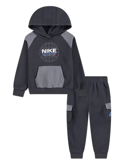 Nike Babies' Logo-print Pocket Tracksuit In Gray