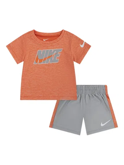 Nike Kids' Logo-print Short Set In Orange