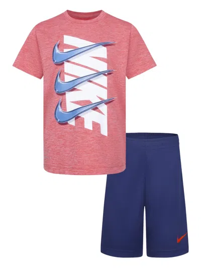 Nike Kids' Logo-print Short Set In Pink