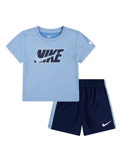 Nike Kids' Logo-print Shorts Set In Blue
