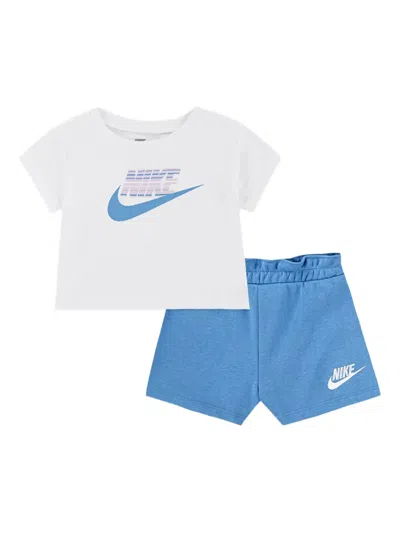 Nike Babies' Logo-print Shorts Set In Blue